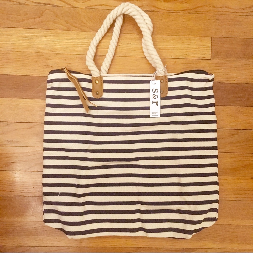 Navy striped tote